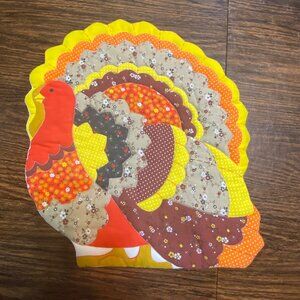 Vtg Turkey Quilted Placemats Set Of 6 12.5” x 14.5” Countrycore Thanksgiving